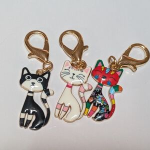 New Cute Colorful Cat Charm Set Of 3